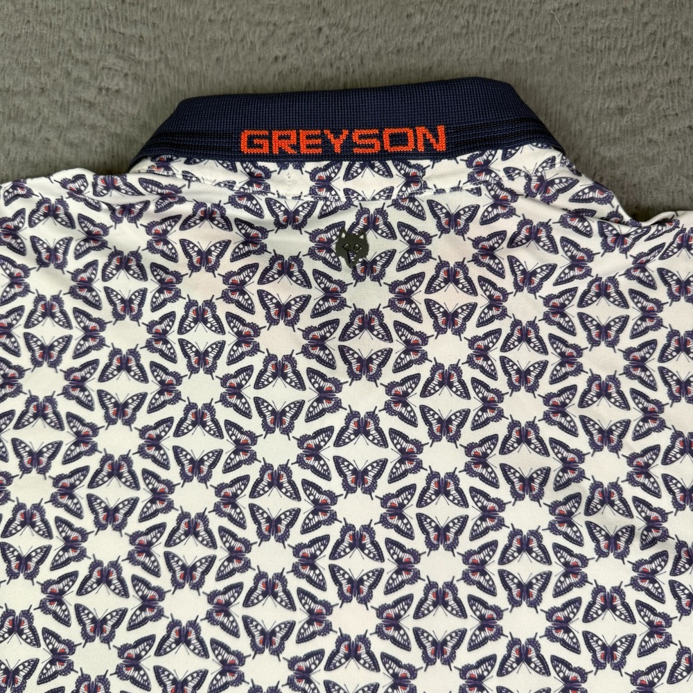 Greyson Butterfly Diaries Golf Polo Shirt Mens XL White Animal Print - Picture 6 of 9